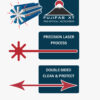 Diagram of Fujifab XT Pro Optical Microfiber with laser process and cleaning features.